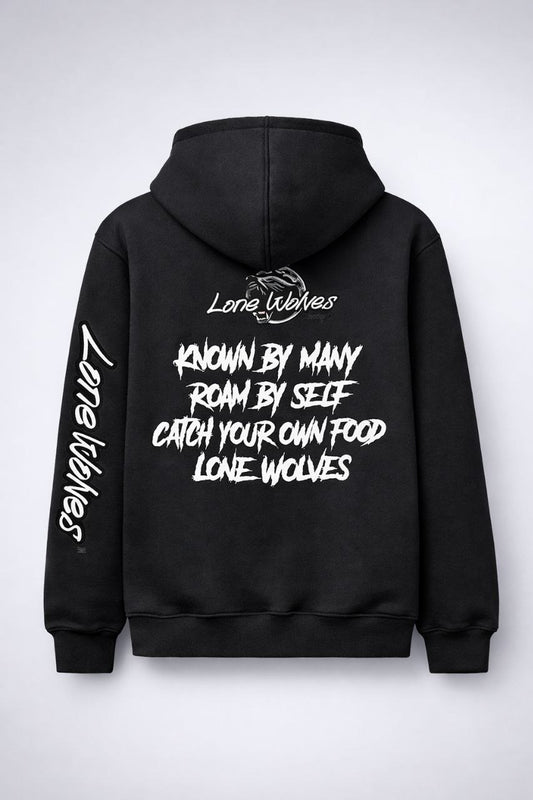 Black LONE WOLF embroidered Hoodie