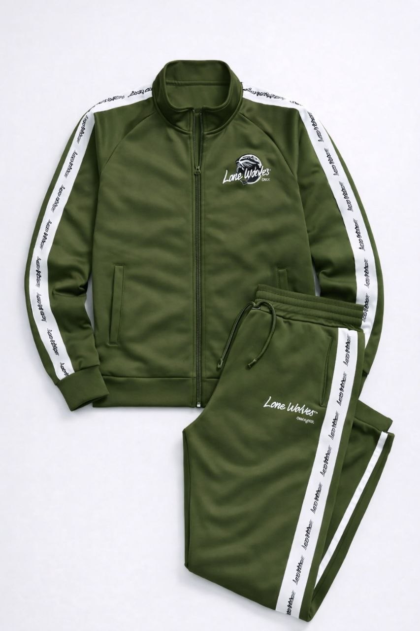 Army green LONE WOLF premium Track Suit