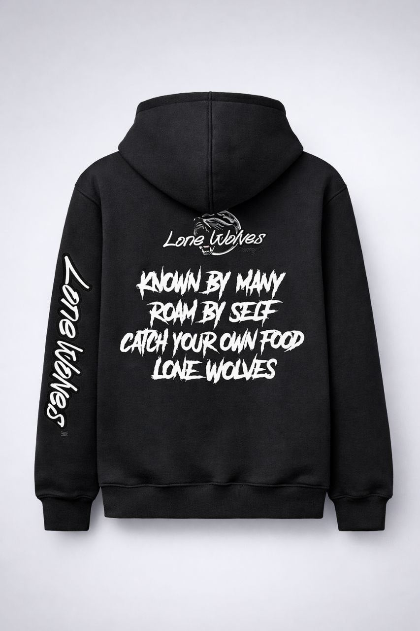 Black LONE WOLF embroidered Hoodie