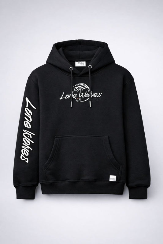 Black LONE WOLF embroidered Hoodie