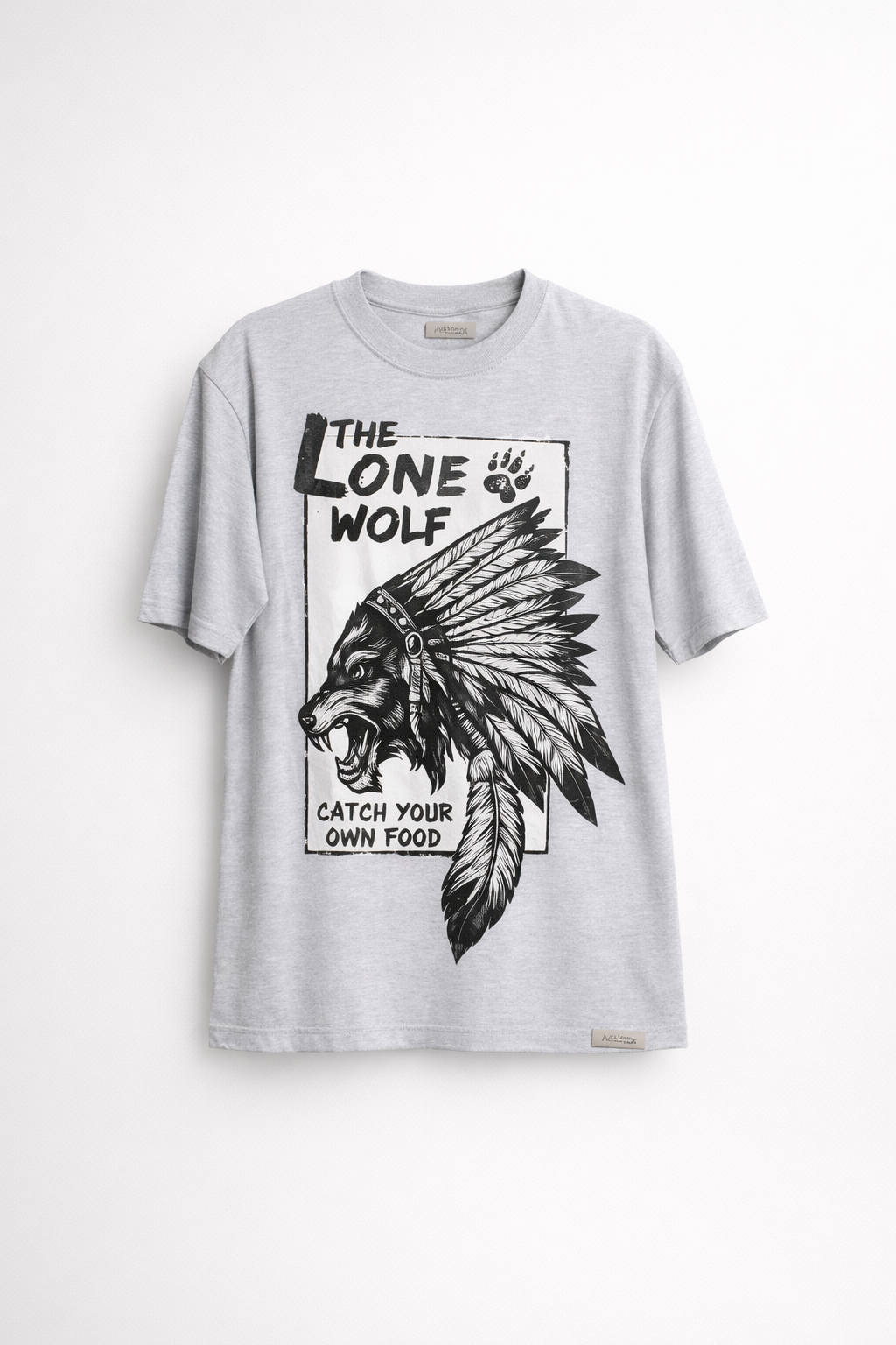 Grey LONE WOLF Graphic T-Shirt