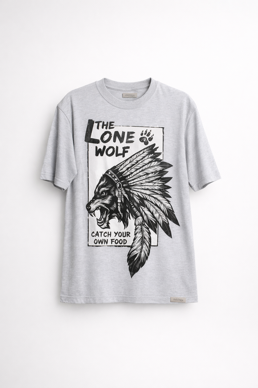 Grey LONE WOLF Graphic T-Shirt
