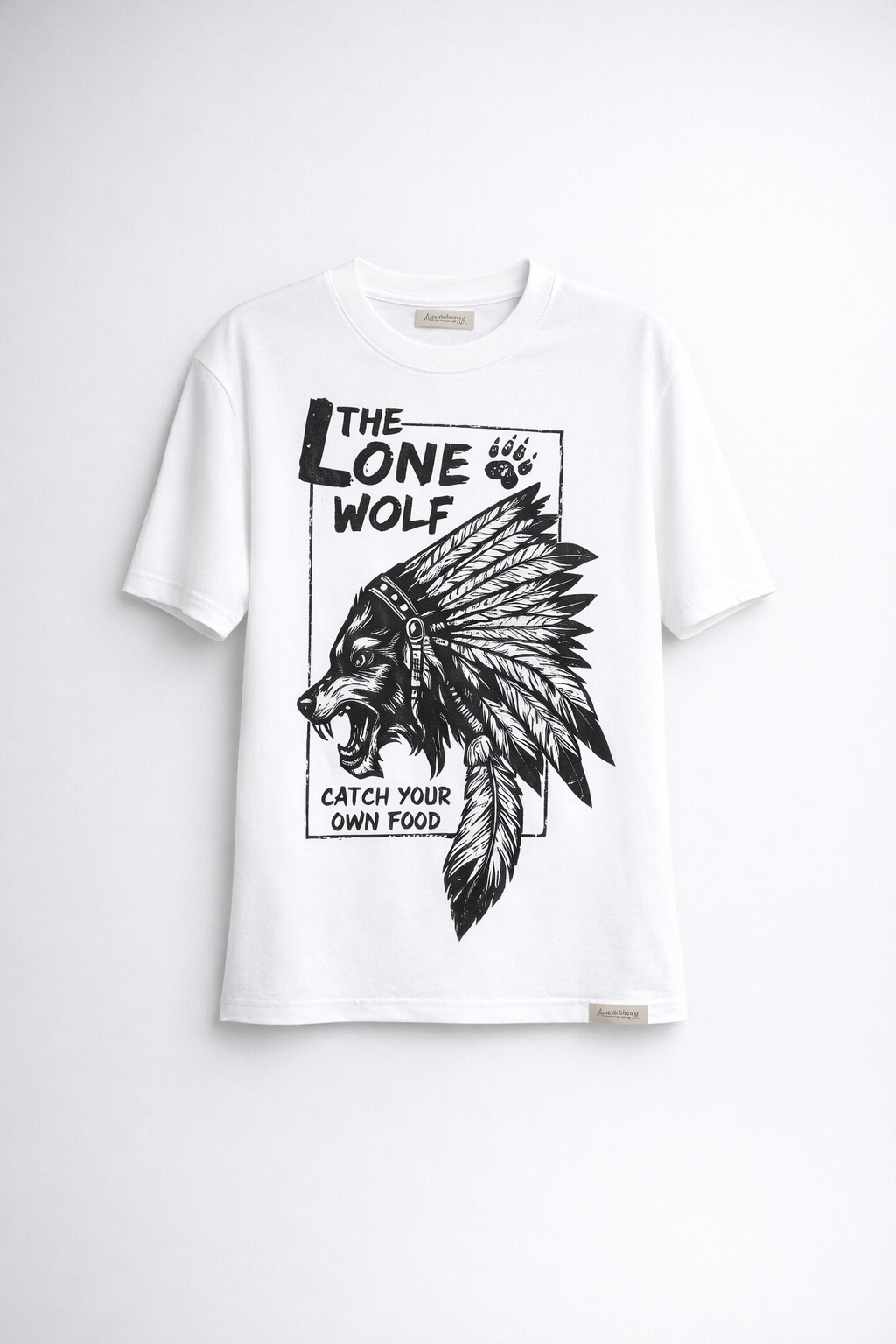 White LONE WOLF Graphic T-Shirt