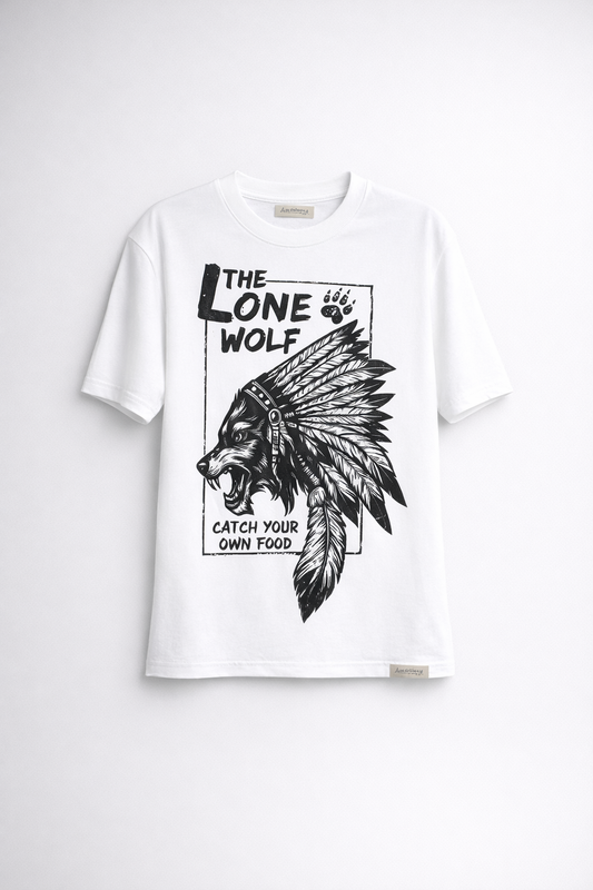 White LONE WOLF Graphic T-Shirt