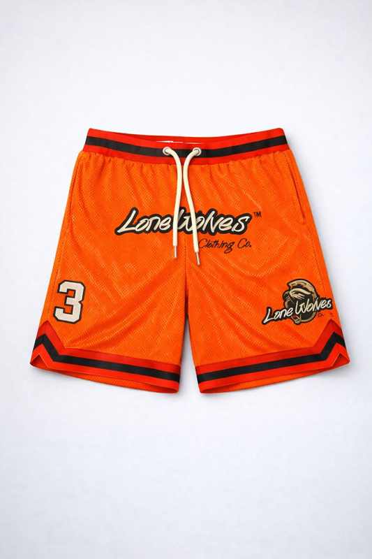 Orange LONE WOLF premium Shorts