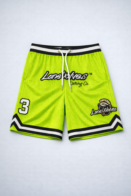 Lime Green LONE WOLF premium Shorts